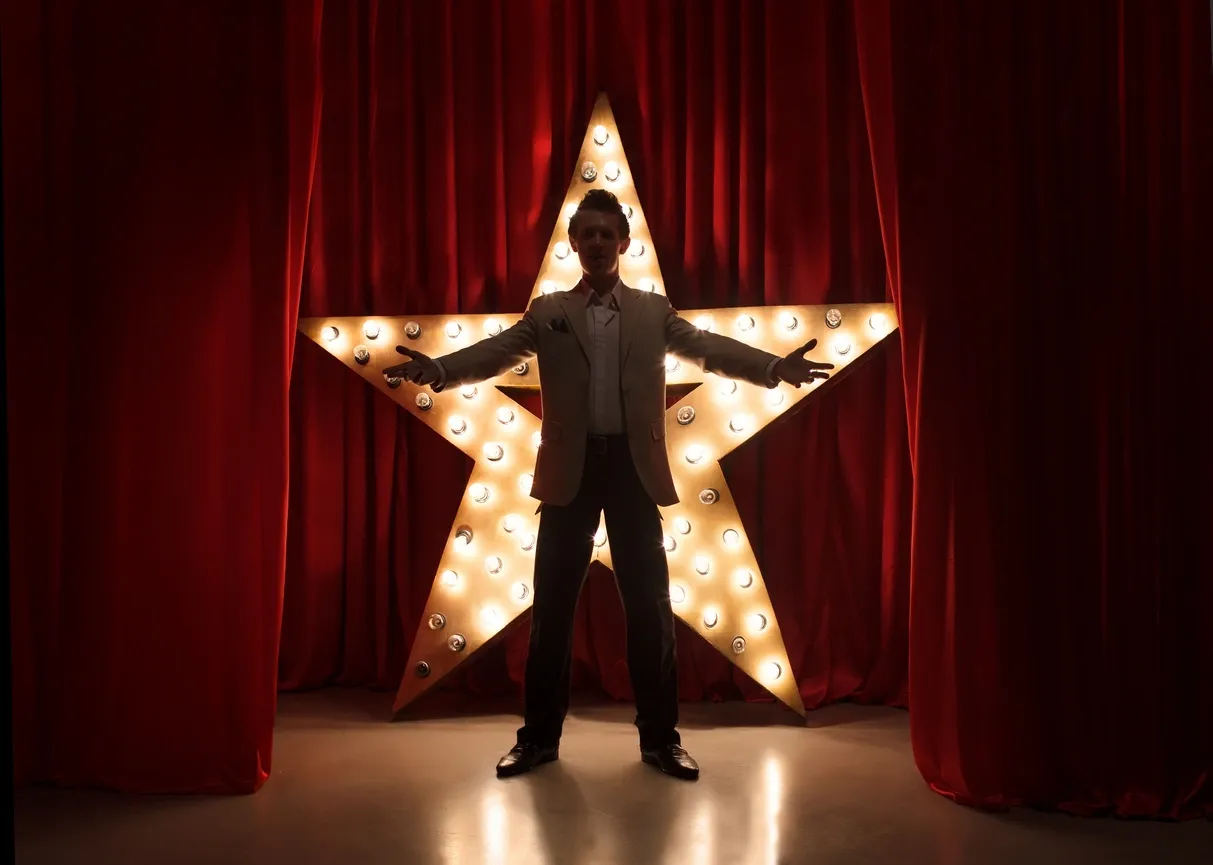 Person in front of star-shaped light